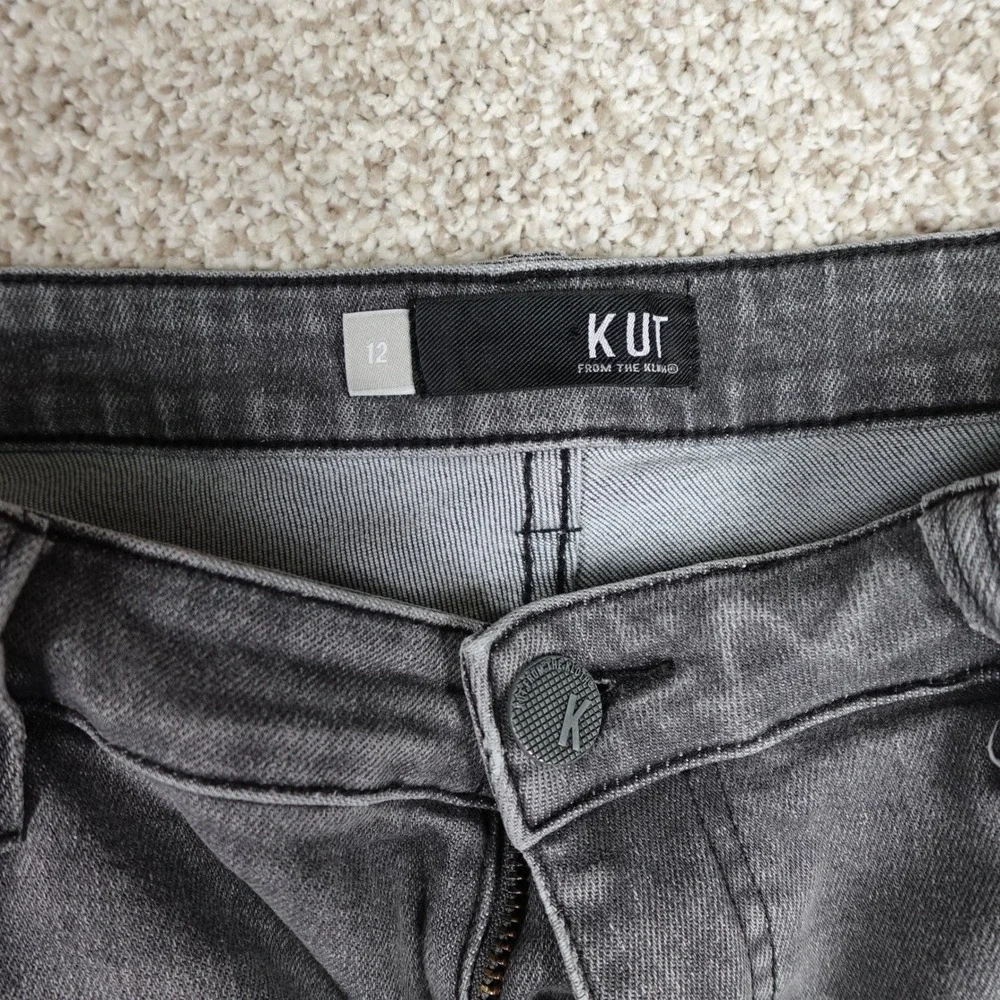 Kut from the Kloth Grey Distressed Skinny Jeans Frayed Hem Size‎ 12 KP1205MD9 - Picture 3 of 10